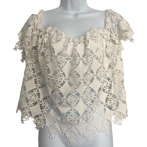 Haute Monde Y2K Floral Lace Cream Top Size M Wire Corset Lining Coquette Fairy